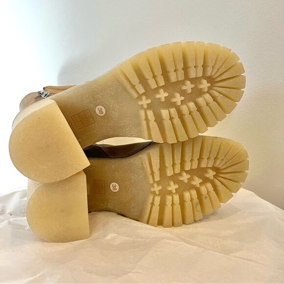 Free People Jack Zip Lug Sole Leather Boots in Camel New In Box Size 7.5 (38) - Picture 10 of 11